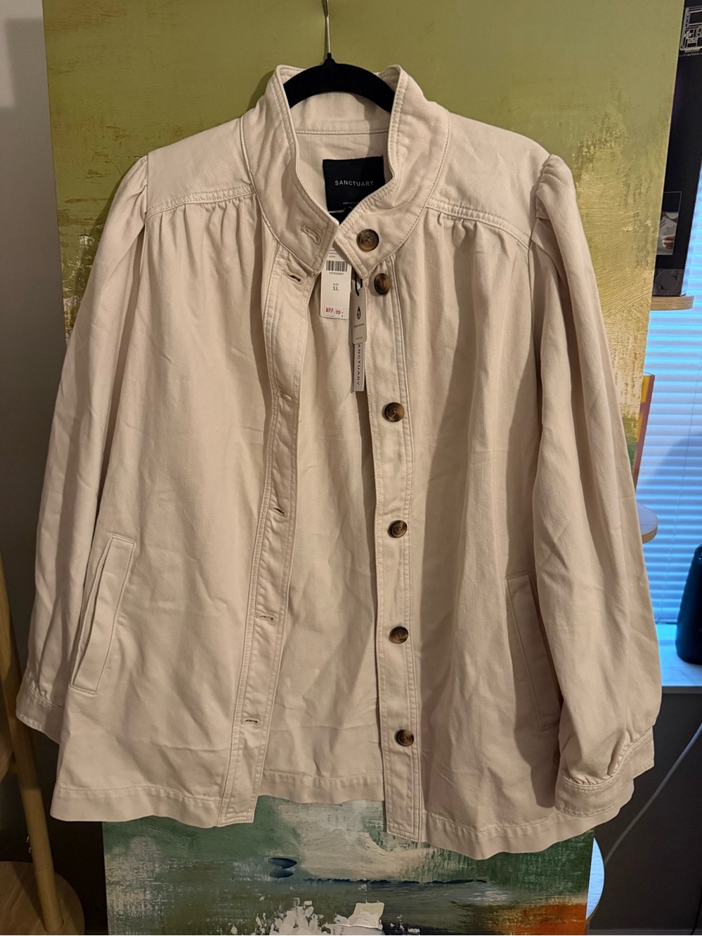 XL Anthropology Sanctuary Cream Button-Front Women's Utility Jacket